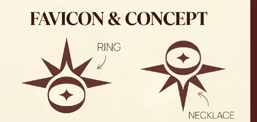 The ORIA favicon reading as a ring upright and a necklace inverted